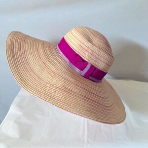 Badgley Mischka Wide Brim Pink and Tan Hat